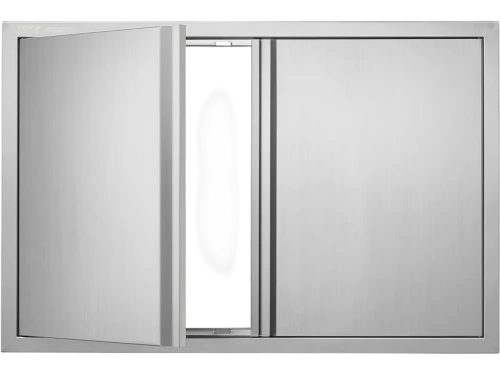 VEVOR BBQ Access Door, 36W x 24H Inch Double Outdoor Kitchen Door, Stainless Steel Flush Mount Door, Wall Vertical Door with Recessed Handles , for BBQ Island, Grilling Station, Outside Cabinet