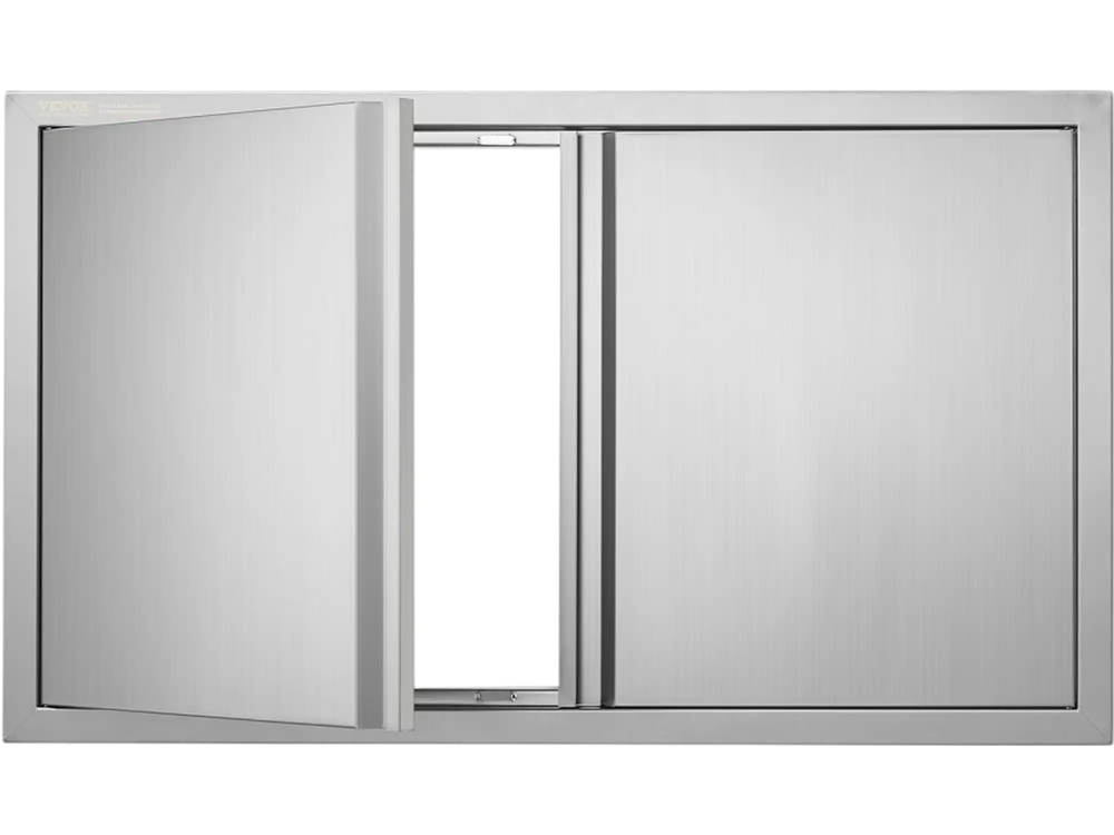 VEVOR BBQ Access Door, 36W x 21H Inch Double Outdoor Kitchen Door, Stainless Steel Flush Mount Door, Wall Vertical Door with Recessed Handles , for BBQ Island, Grilling Station, Outside Cabinet