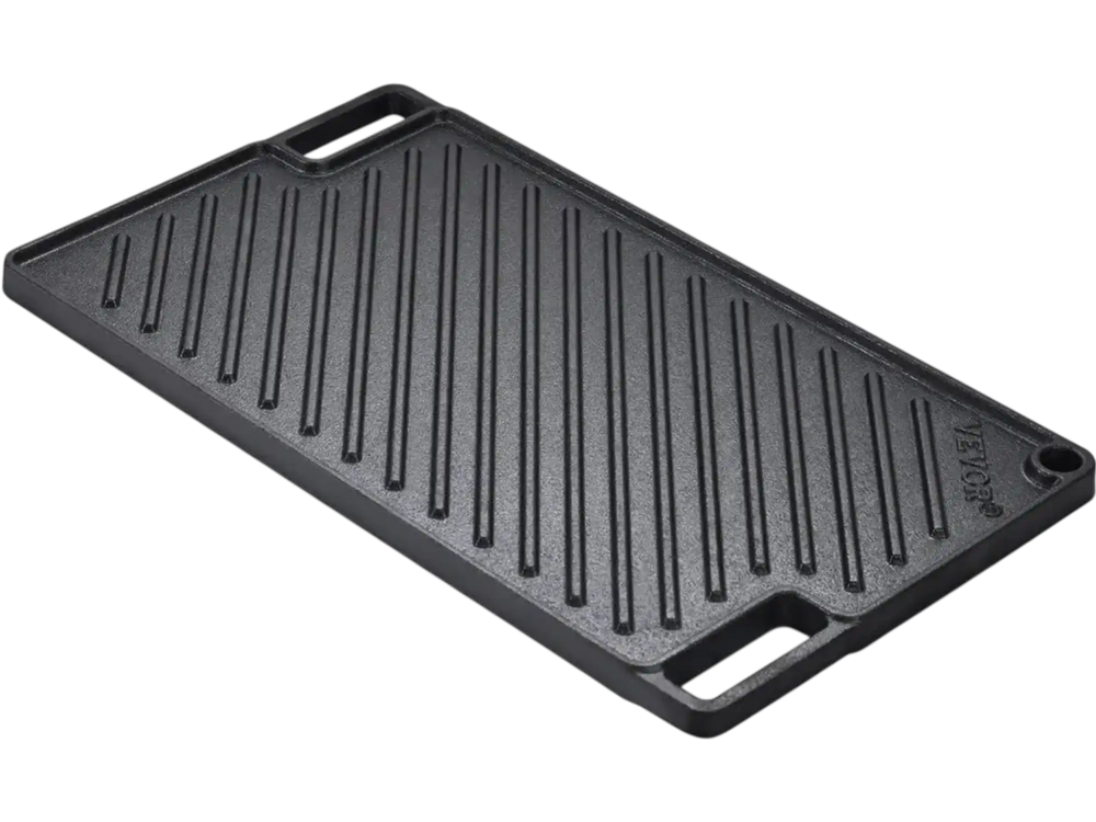 VEVOR Reversible Grill/Griddle, 9.7"x16.7" Pre-Seasoned Cast Iron Griddle, Rectangular Double Burner Griddle Pan, Non-Stick Family Pan Cookware with Handles, Flat Top Plate for BBQ, Gas Grill, Black