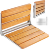 VEVOR Folding Oak Shower Seat, 16.1" x 13.4" Unfolded, Wall Mounted Fold Up Shower Bench with 440 lbs Load Capacity, Space Saving Home Care Fold Down Shower Chair, for Seniors Pregnant Women Children