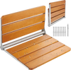 VEVOR Folding Teak Shower Seat, 20.9 x 16'' Unfolded, Wall Mounted Fold Up Shower Bench with 500 lbs Load Capacity, Space Saving Home Care Fold Down Shower Chair, for Seniors Pregnant Women Children