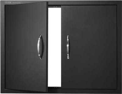 VEVOR BBQ Access Door, 31W x 24H Inch Double Outdoor Kitchen Door, Cold Plate Flush Mount Door, Wall Vertical Door with Handles, for BBQ Island, Grilling Station, Outside Cabinet(Stainless Steel + Oil-Sprayed Product)