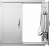 VEVOR BBQ Access Door, 24W x 24H Inch Double Outdoor Kitchen Door, Stainless Steel Flush Mount Door, Double Wall Vertical Door with Handles and Hooks, for BBQ Island, Grilling Station, Outside Cabinet