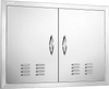 VEVOR BBQ Access Door, 30W x 21H Inch Double Outdoor Kitchen Door, Stainless Steel Flush Mount Door, Wall Vertical Door with Handles and Vents, for BBQ Island, Grilling Station, Outside Cabinet