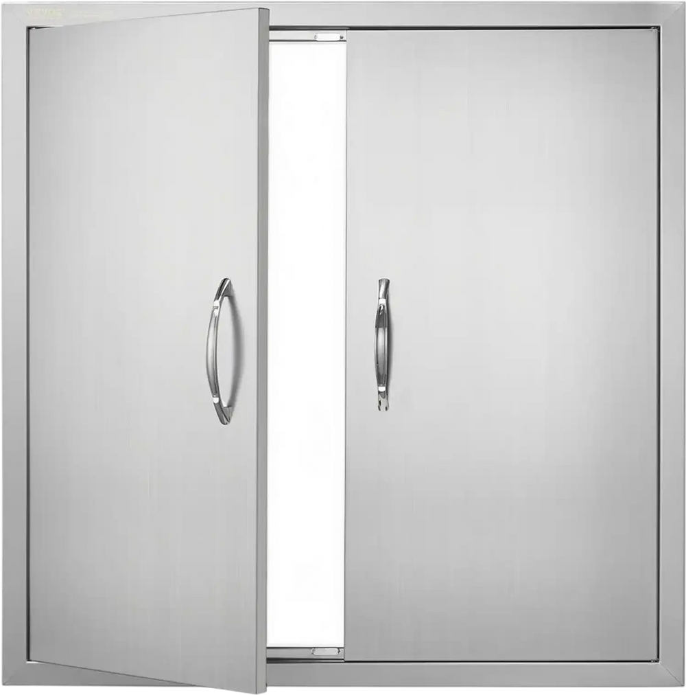 VEVOR BBQ Access Door, 31W x 31H Inch Double Outdoor Kitchen Door, Stainless Steel Flush Mount Door, Wall Vertical Door with Handles, for BBQ Island, Grilling Station, Outside Cabinet