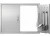 VEVOR BBQ Access Door, 31W x 24H Inch Double Outdoor Kitchen Door, Stainless Steel Flush Mount Door, Double Wall Vertical Door with Handles and Hooks, for BBQ Island, Grilling Station, Outside Cabinet