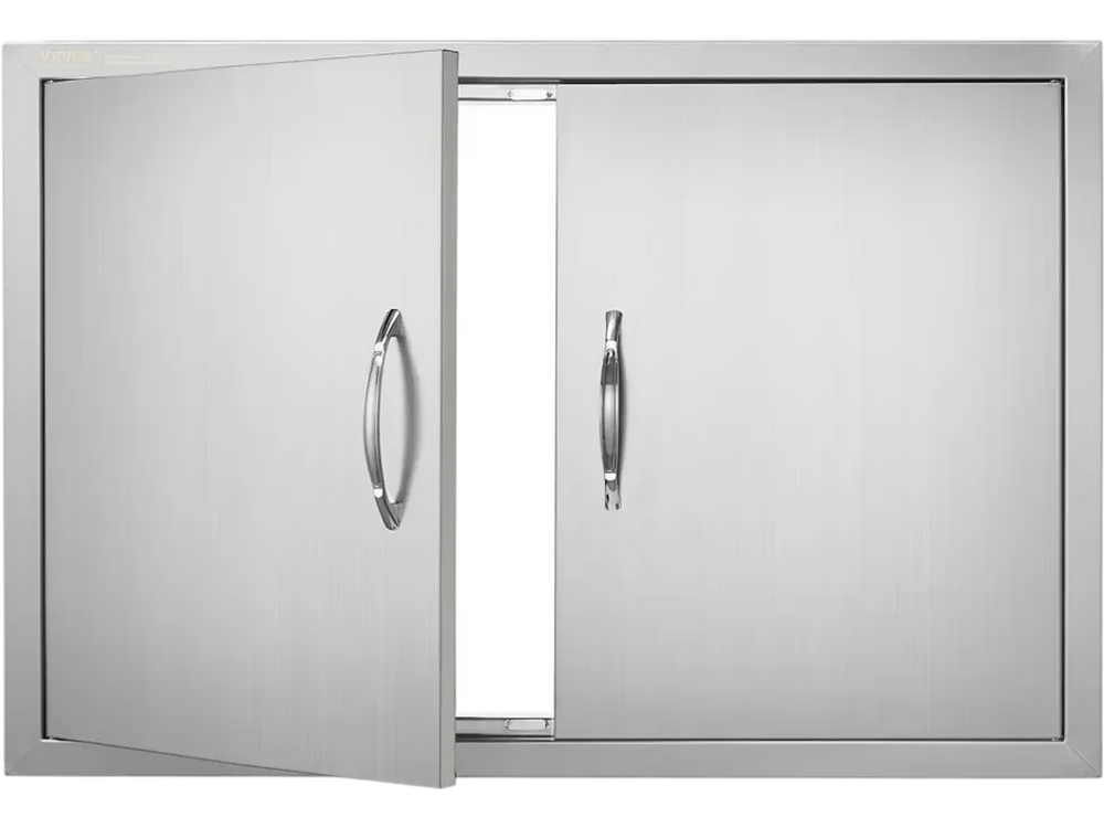 VEVOR BBQ Access Door, 33W x 22H Inch Double Outdoor Kitchen Door, Stainless Steel Flush Mount Door, Wall Vertical Door with Handles, for BBQ Island, Grilling Station, Outside Cabinet
