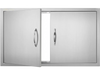 VEVOR BBQ Access Door, 36W x 21H Inch Double Outdoor Kitchen Door, Stainless Steel Flush Mount Door, Wall Vertical Door with Handles, for BBQ Island, Grilling Station, Outside Cabinet