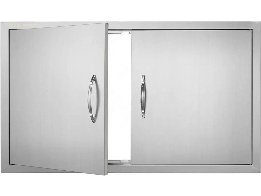 VEVOR BBQ Access Door, 36W x 21H Inch Double Outdoor Kitchen Door, Stainless Steel Flush Mount Door, Wall Vertical Door with Handles, for BBQ Island, Grilling Station, Outside Cabinet