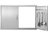 VEVOR BBQ Access Door, 39W x 26H Inch Double Outdoor Kitchen Door, Stainless Steel Flush Mount Door, Wall Vertical Door with Handles and Hooks, for BBQ Island, Grilling Station, Outside Cabinet