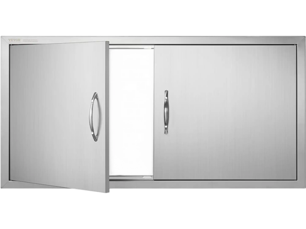 VEVOR BBQ Access Door, 42W x 21H Inch Double Outdoor Kitchen Door, Stainless Steel Flush Mount Door, Wall Vertical Door with Handles, for BBQ Island, Grilling Station, Outside Cabinet