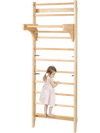 VEVOR Swedish Ladder Wall Gym, 10-Level Solid Wood Indoor Jungle Gym, 220lbs Loading Indoor Playground Climbing Ladder for Kid Adults, Gymnastic Stall Bars with Pull-Up Bar - Ideal Gift for Boys Girls