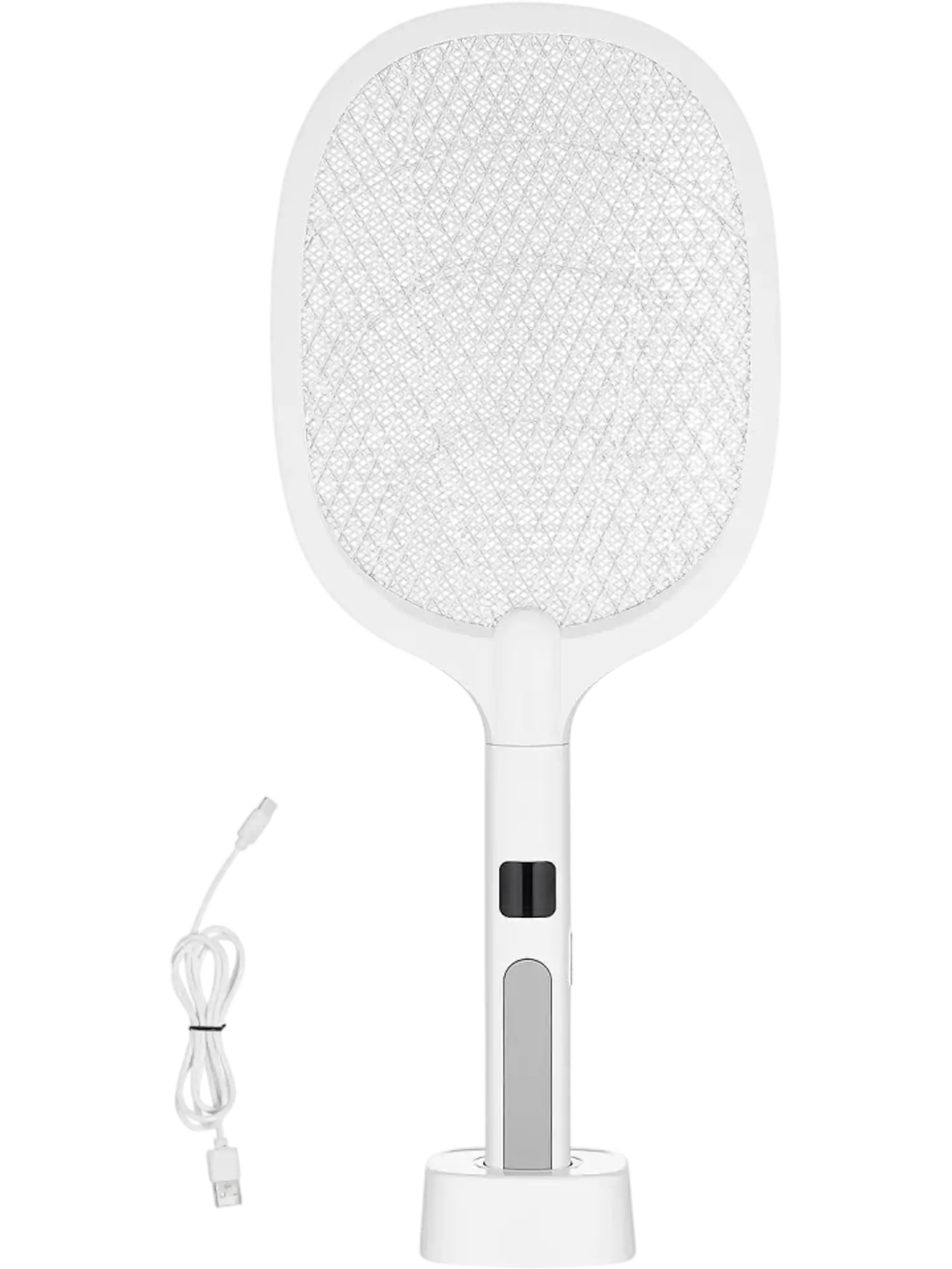 Vevor Electric Fly Swatter Racket Dual Mode UV Light Bug Zapper White New