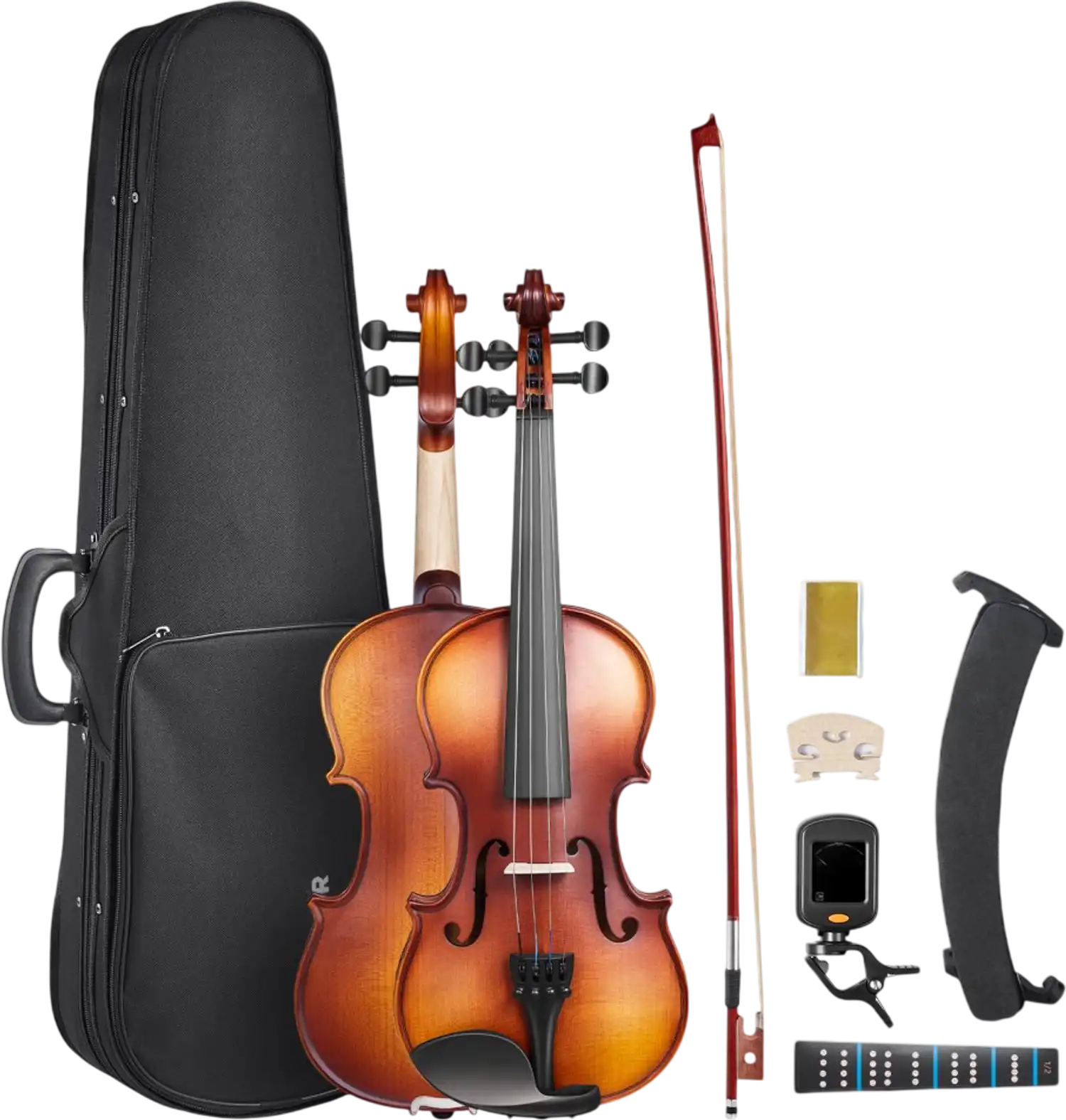 Vevor Violin 1/2 Size Beginner Set with Case Rosin Bow Tuner Brown New