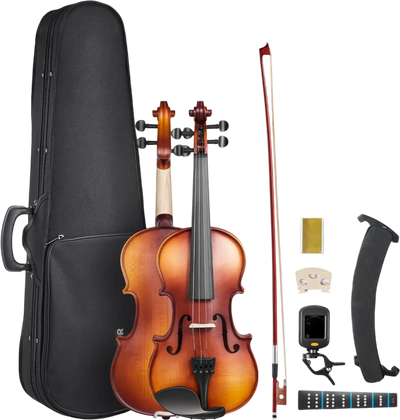 Vevor Violin 1/2 Size Beginner Set with Case Rosin Bow Tuner Brown New