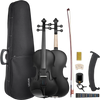 VEVOR Violin 4/4 Full Size for Adults, Violin Fiddle Set for Beginners Student with Hard Case, Rosin, Bow, Shoulder Rest, Bridge, Tuner and Extra Strings, Professional Solidwood Instruments  (Black)
