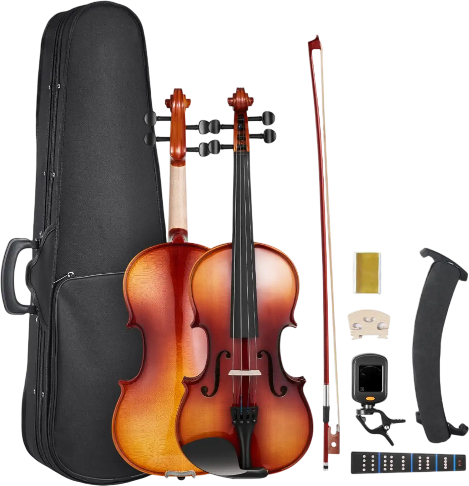 Vevor Violin 4/4 Full Size Beginner Fiddle Set Glossy Brown New