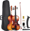 VEVOR Violin 4/4 Full Size for Adults, Violin Fiddle Set for Beginners Student with Hard Case,Rosin, Bow,Shoulder Rest,Bridge,Extra Strings,Professional Solidwood Instrument (Glossy Brown)