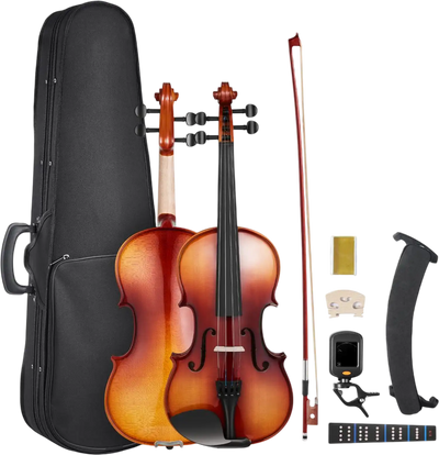Vevor Violin 4/4 Full Size Beginner Fiddle Set Glossy Brown New
