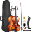 VEVOR Violin 4/4 Full Size for Adults, Violin Fiddle Set for Beginners Student with Hard Case,Rosin, Bow,Shoulder Rest,Bridge,Extra Strings,Professional Solidwood Instrument (Glossy Brown Patterned)