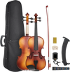 VEVOR Violin 4/4 Full Size for Adults, Violin Fiddle Set for Beginners Student with Hard Case, Rosin, Bow, Shoulder Rest,Bridge,Extra Strings,Professional Solidwood Instrument (Matte Brown)