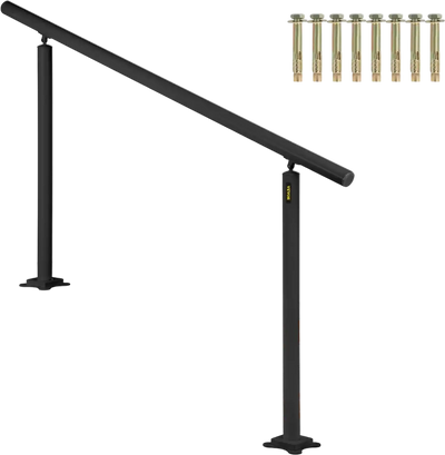 VEVOR Outdoor Stair Railing Kit, 5 FT Handrails 0-5 Steps, Adjustable Angle Black Aluminum Stair Hand Rail for The Elderly, Handrails for Indoor & Outdoor Steps