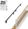 VEVOR Handrail Stair Railing, 12 ft, Wall Mount Handrails for Indoor Stairs, Thickened Aluminum Alloy Hand Rail with Installation Kit, 440 LBS Load Capacity Stairway Railing for Outdoor Stairs