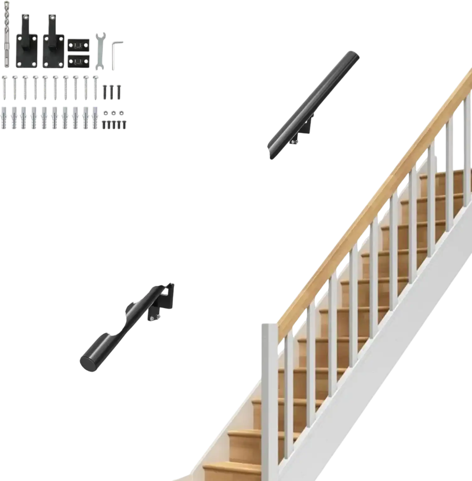 Vevor Handrail 5' Wall Mount Aluminum Alloy Stair Railing New