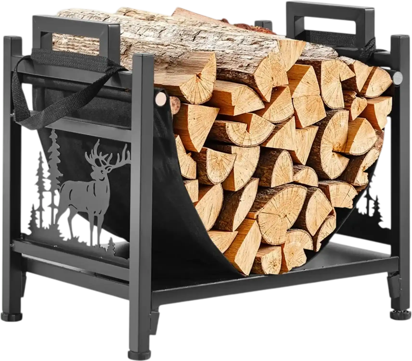Vevor Firewood Rack 1.5' Curved Indoor Log Holder with Canvas Carrier New