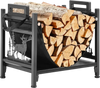 VEVOR Indoor Firewood Rack, 1.5 ft Curved Log Holder with Canvas Carrier, 40lb Weight Capacity Wood Storage Stand, Powder-Coated Steel Firewood Holder, Heavy Duty Wood Pile Stacker Rack for Fireplace
