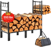 VEVOR Firewood Rack 32.68 Inch Heavy Duty Indoor Fire Wood Storage Holder, for Fireplace Patio Deck, 550 lbs Load Capacity, Stacker Stand with Log Carrier Bag, Metal Wood Pile Organizer Tool, Black