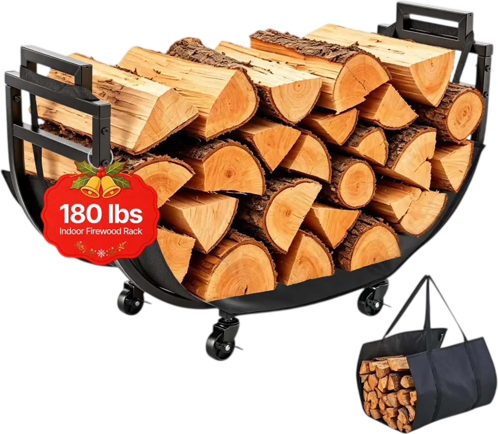 Vevor Firewood Rack Indoor Log Storage Holder with Casters 31.69