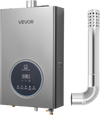 VEVOR Propane Tankless Water Heater, 4.3Gal Indoor 100000 BTU Instant Hot Water Heater, Smart Temperature Control & Clear LED Display & Multiple Security Protections for Whole House, Silver Gray