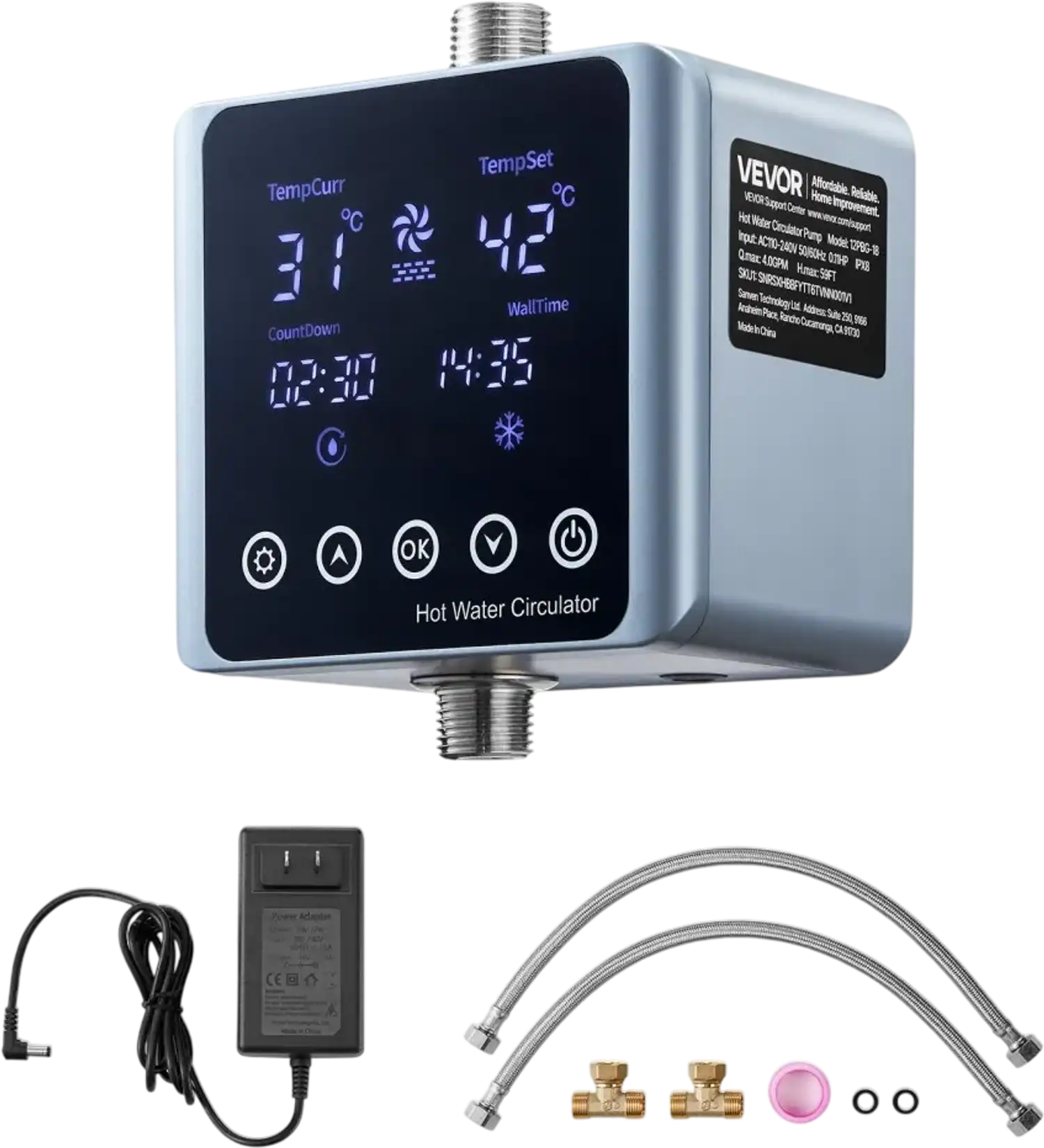 Vevor Recirculating Pump Digital Smart Instant Hot Water Pump Kit New