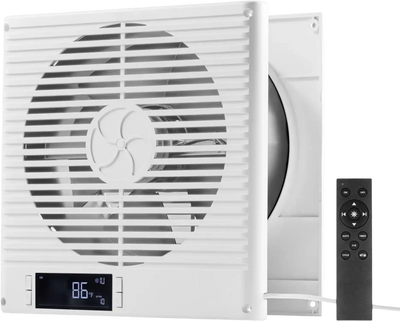 VEVOR 7.5-Inch Room to Room Fan, 2-in-1 305 CFM Through Wall Fan with Remote Control & Two-Way Airflow, 10-Speed Ventilation Quiet Vent for Kitchen, Living & Laundry Room Workshop