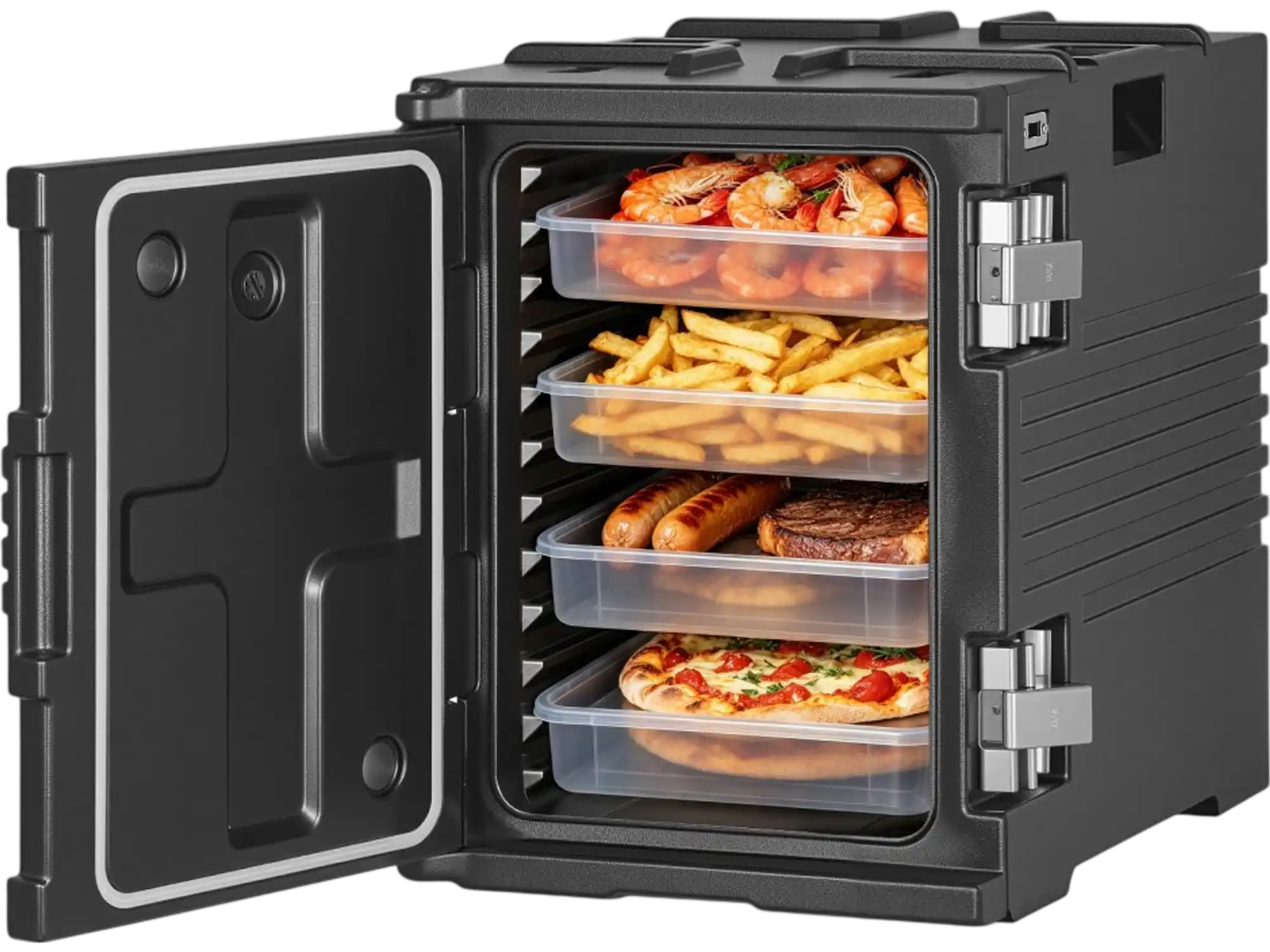 Vevor Food Pan Carrier 95 Qt Insulated Non-Electrical Food Warmer with Wheels Black New