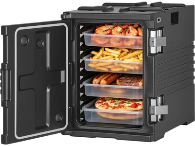 Vevor Food Pan Carrier 95 Qt Insulated Non-Electrical Food Warmer with Wheels Black New