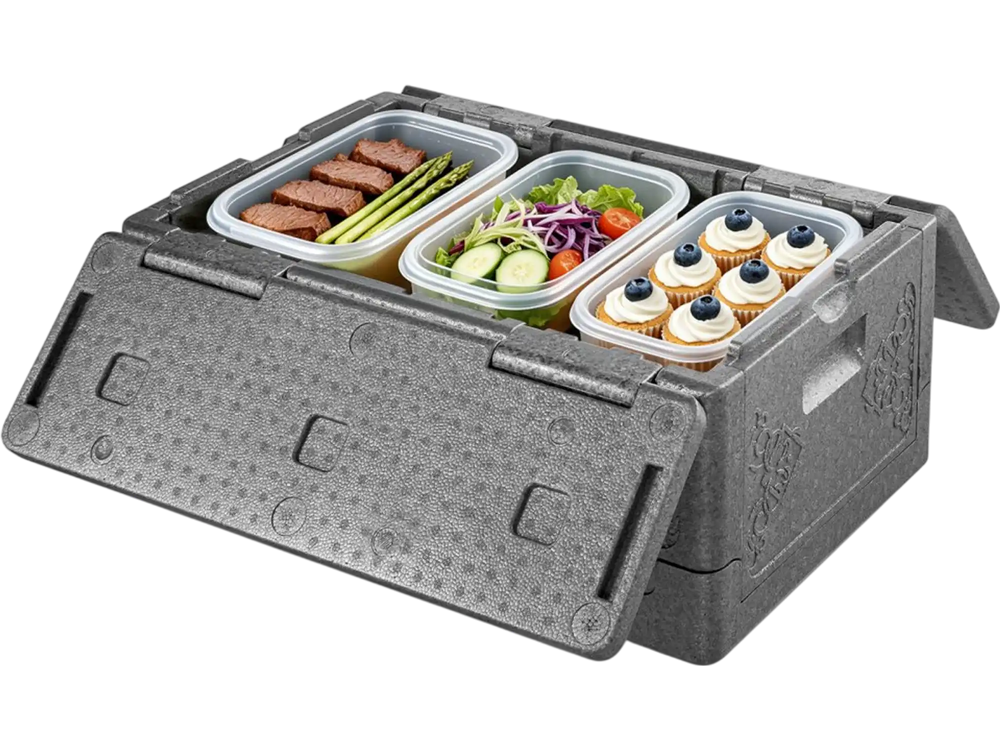 VEVOR Collapsible Insulated Food Warmer, 40 Qt Non-Electrical Thermal Carrier, Lightweight and High-rigidity EPP Hot Box, for Delivery, Transport, Catering BBQ Event, Keeps Warm/Cold 4 Hours (Gray)
