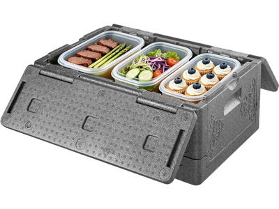 VEVOR Collapsible Insulated Food Warmer, 40 Qt Non-Electrical Thermal Carrier, Lightweight and High-rigidity EPP Hot Box, for Delivery, Transport, Catering BBQ Event, Keeps Warm/Cold 4 Hours (Gray)