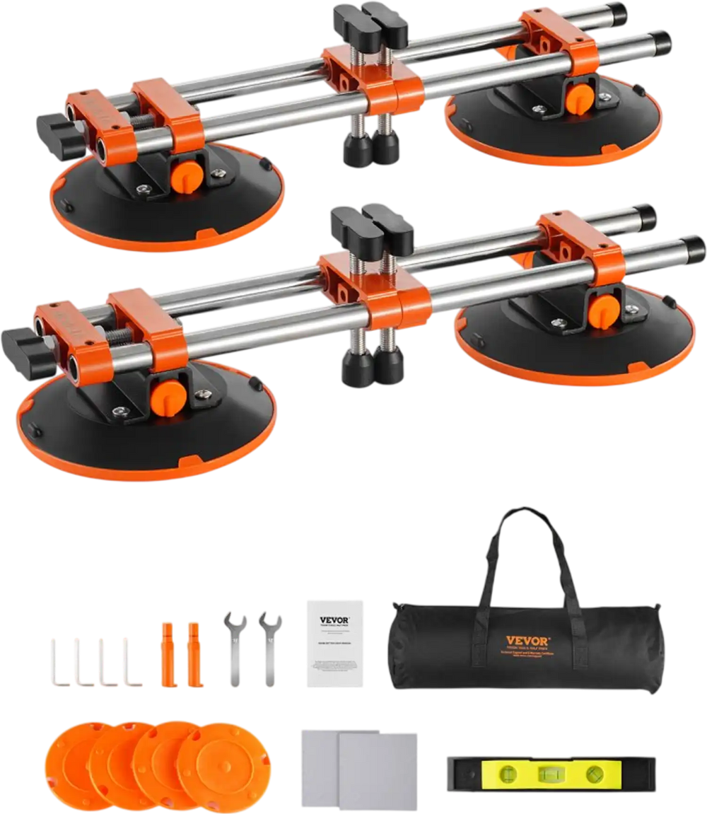 VEVOR Seamless Seam Setter, 2 Packs, Granite Seam Setter with 6 in Vacuum Suction Cups & Tool Bag, Seam Joiner for Seam Joining & Leveling, Countertop Installation Tool for Tile Stone Marble Slab