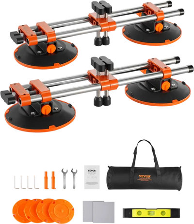 VEVOR Seamless Seam Setter, 2 Packs, Granite Seam Setter with 6 in Vacuum Suction Cups & Tool Bag, Seam Joiner for Seam Joining & Leveling, Countertop Installation Tool for Tile Stone Marble Slab