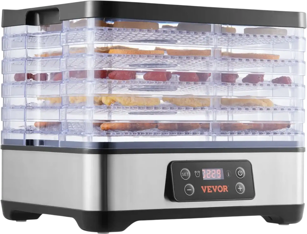 VEVOR Food Dehydrator Machine, 5-Tray Fruit Dehydrator, 300W Electric Food Dryer w/ Digital Adjustable Timer & Temperature for Jerky, Herb, Meat, Beef, Fruit, Dog Treats and Vegetables, ETL Listed