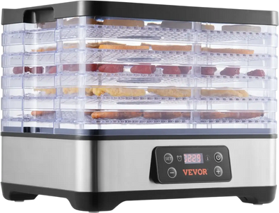 VEVOR Food Dehydrator Machine, 5-Tray Fruit Dehydrator, 300W Electric Food Dryer w/ Digital Adjustable Timer & Temperature for Jerky, Herb, Meat, Beef, Fruit, Dog Treats and Vegetables, ETL Listed