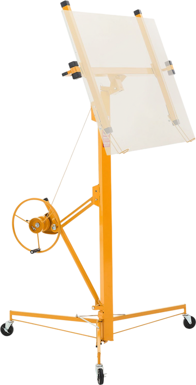 VEVOR 16ft Drywall Lift, Heavy-Duty 150 lbs Sheetrock Hoist with Adjustable Telescoping Arm, Lockable Wheels, Drywall Lifter Panel Jack Hoist Tools Ideal for Ceiling & Wall Installation (Yellow)