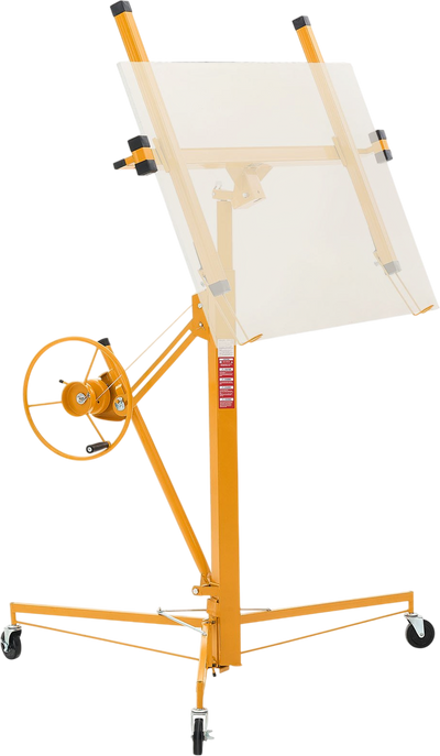 VEVOR 11ft Drywall Lift, Heavy-Duty 150 lbs Sheetrock Hoist with Adjustable Telescoping Arm, Lockable Wheels, Drywall Lifter Panel Jack Hoist Tools Ideal for Ceiling & Wall Installation (Yellow)