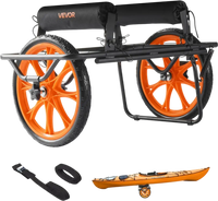 VEVOR Kayak Cart, 330 lbs Load Capacity, Canoe Cart Dolly with 15-inch Solid Rubber Tires & Kickstand, Assembles & Disassembles Within Seconds, Paddle Board Trolley for Kayaks, Canoes, Paddleboards