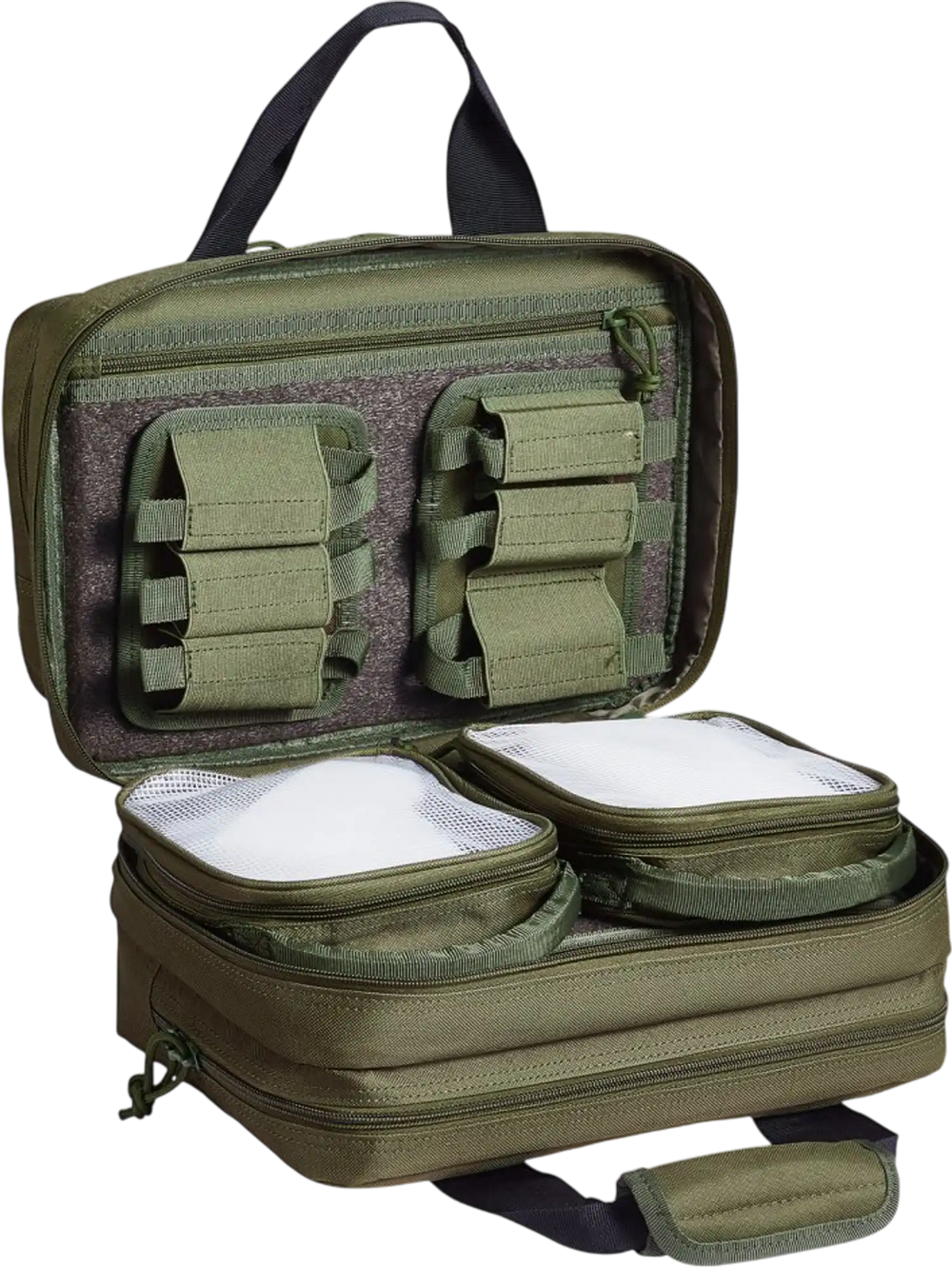 VEVOR Range Bag for 2 Pistols, Tactical Gun Bag with 2 Built-in Removable Pistol Bags & 6 Detachable Magazines, Gun Range Bag for Outdoor Hunting Shooting, Lockable Carrying Handgun Bag Case, Green