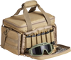 VEVOR Range Bag for 4 Pistols, Tactical Gun Range Bag with 3 Detachable Baffles & 6 Magazines, Firearm Shooting Handgun Bag for Outdoor Hunting Shooting Pistol Bag with Single Shoulder Strip, Brown