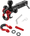 VEVOR Trailer Hitch, Tri-Ball Mount with Hook & D-ring, Trailer Ball Size 1-7/8", 2" & 2-5/16", Fit 2-Inch Hitch Receiver, Max 44000 lbs Ball Hitch, Towing Hitch for RVs, SUVs, ATVs, and Trucks, Black