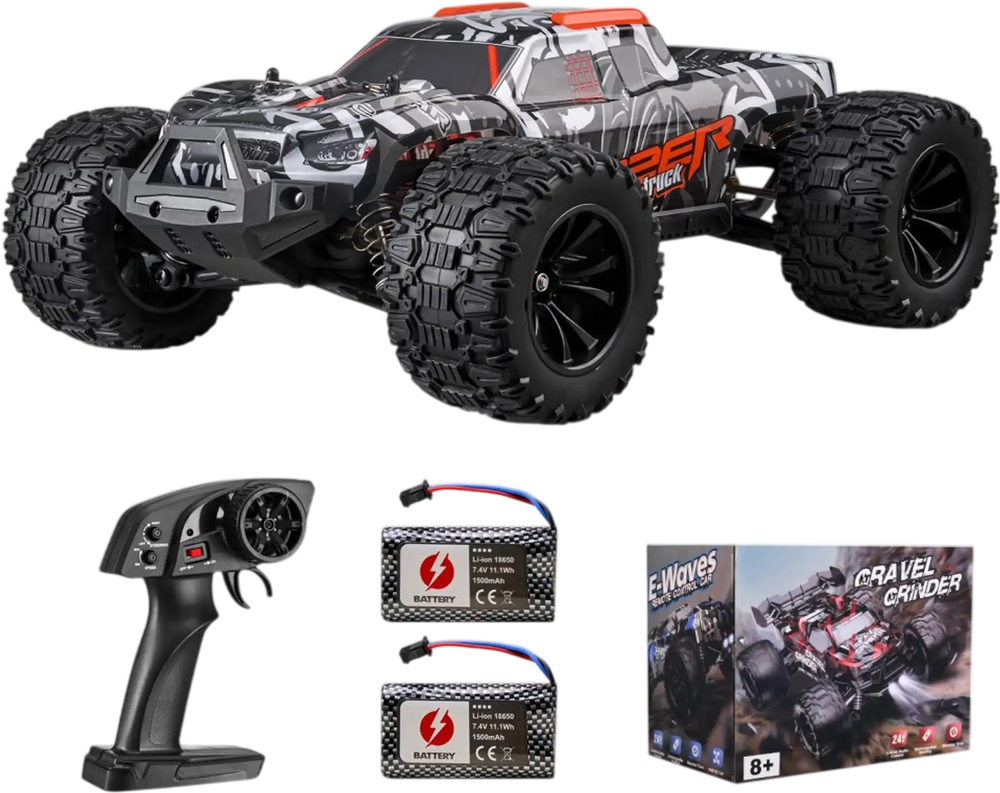 VEVOR Remote Control Car, 1:14 Scale RC Car for Kids, All Terrain 4WD Off-Road Monster Truck with 45° Wheelie & 2 Batteries, 38 km/h High Speed Hobby Racing Car - Ideal Gift for 8+ Years Kids